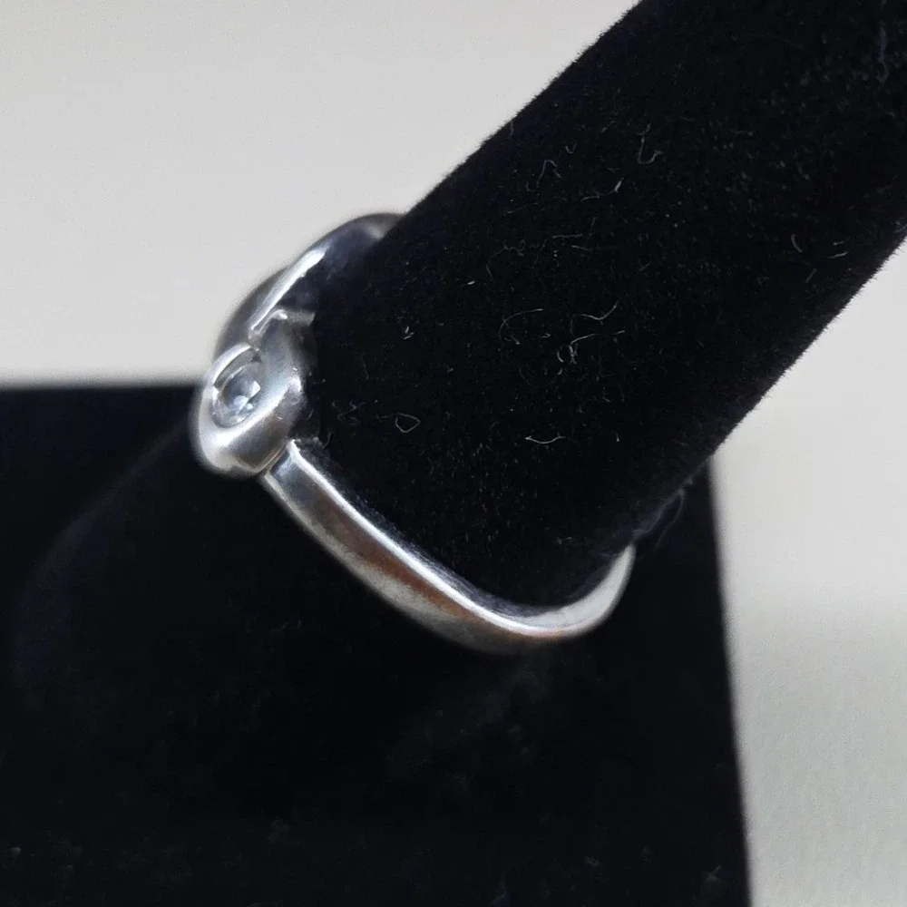 Silver Tone Infinity Knot Bypass Wrap Ring Clear Round Stone Size 10 AS IS